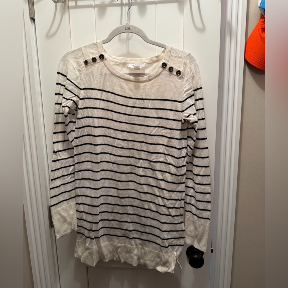Motherhood Cream and Black Striped Sweater